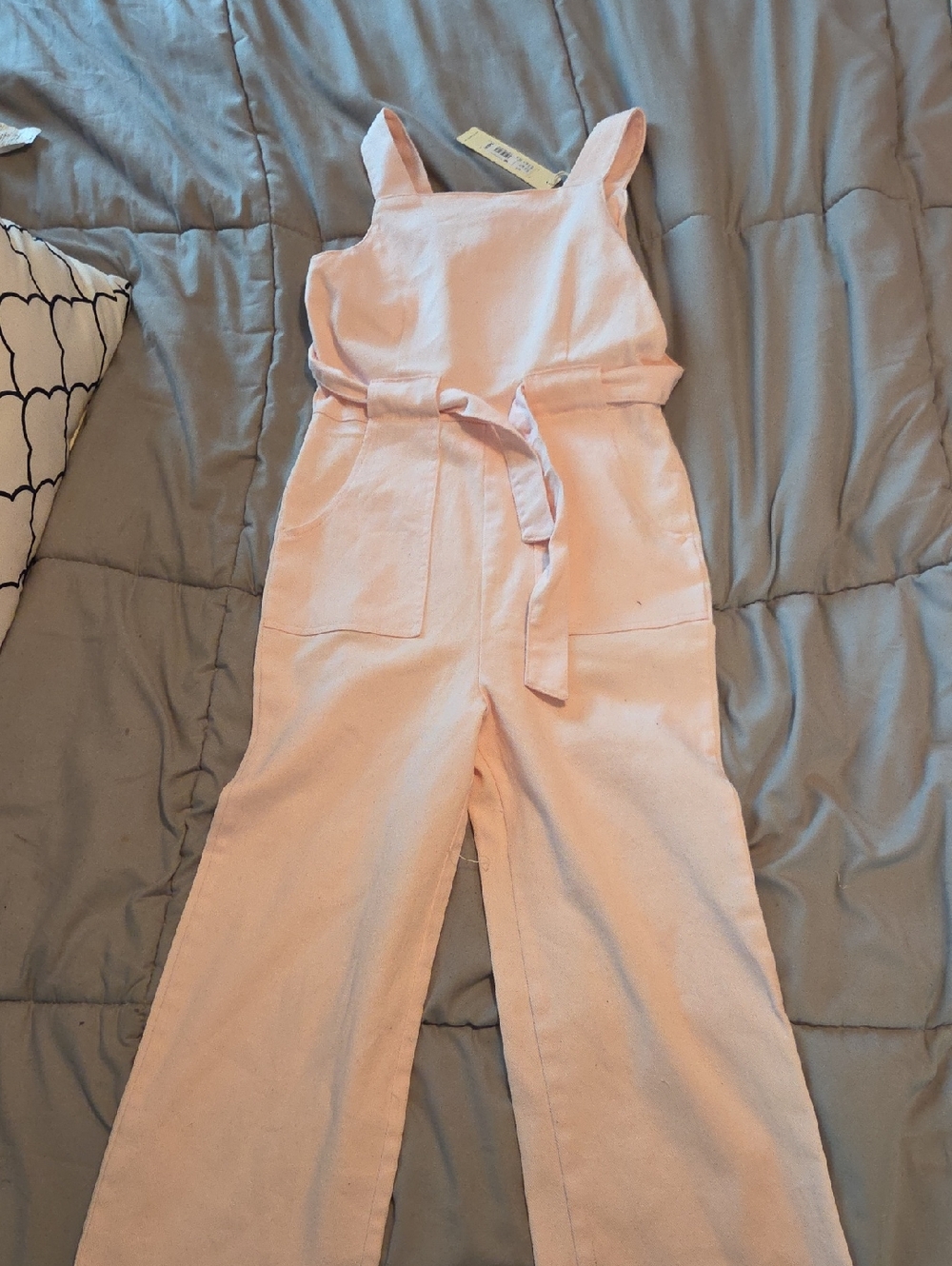 Copper Key Light Pink Girls' Sleeveless Jumpsuit with Waist Tie